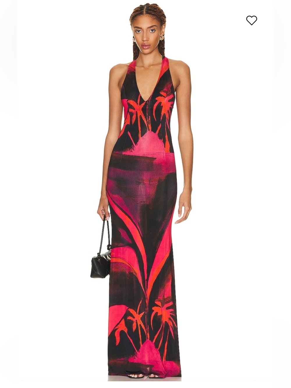 Louisa Ballou High Sea Red & Black Printed Halter Dress